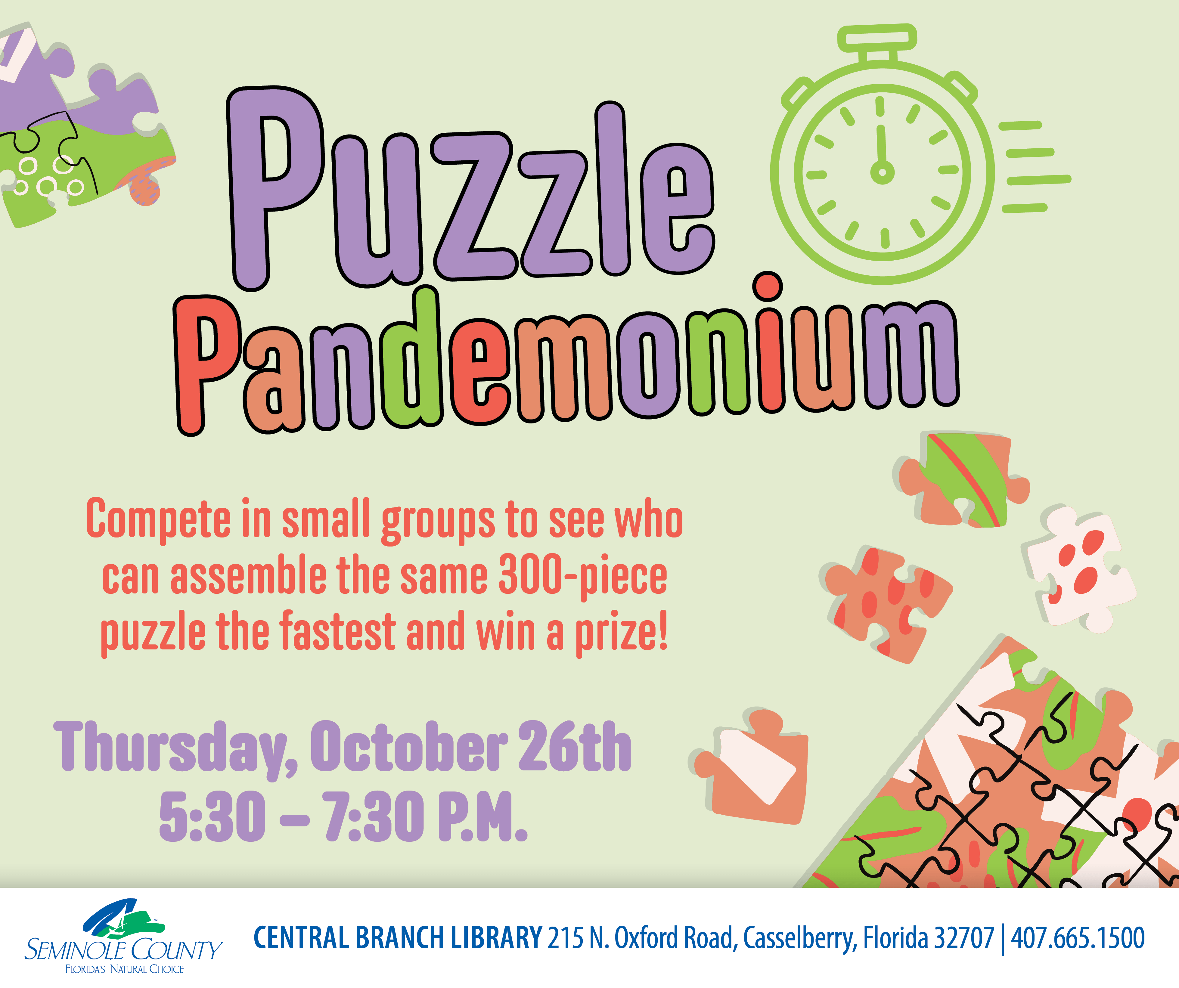 Puzzle Pandemonium Seminole County Public Library